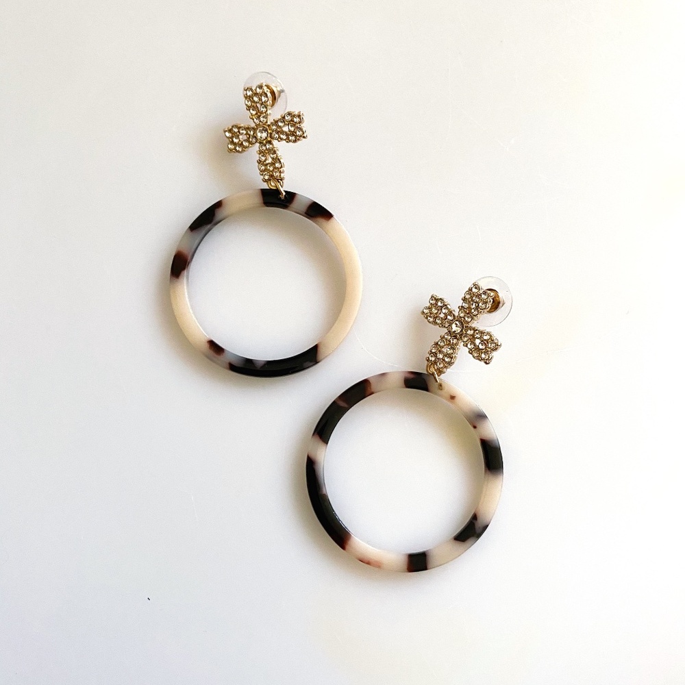 Rhinestone Flower Circle Handmade Earrings